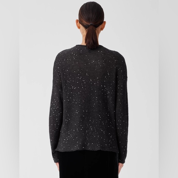 NWT Eileen Fisher Merino Sequin Crew Neck Top - Picture 4 of 6